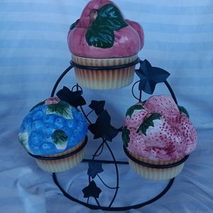 Vintage Fruit Lidded Trinket Boxes